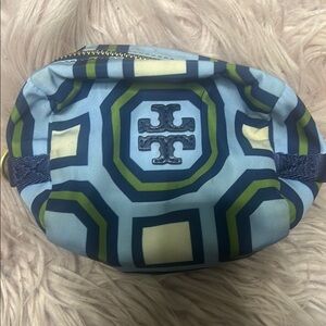 Tory Burch Blue and Green Geometric Cosmetic Bag
